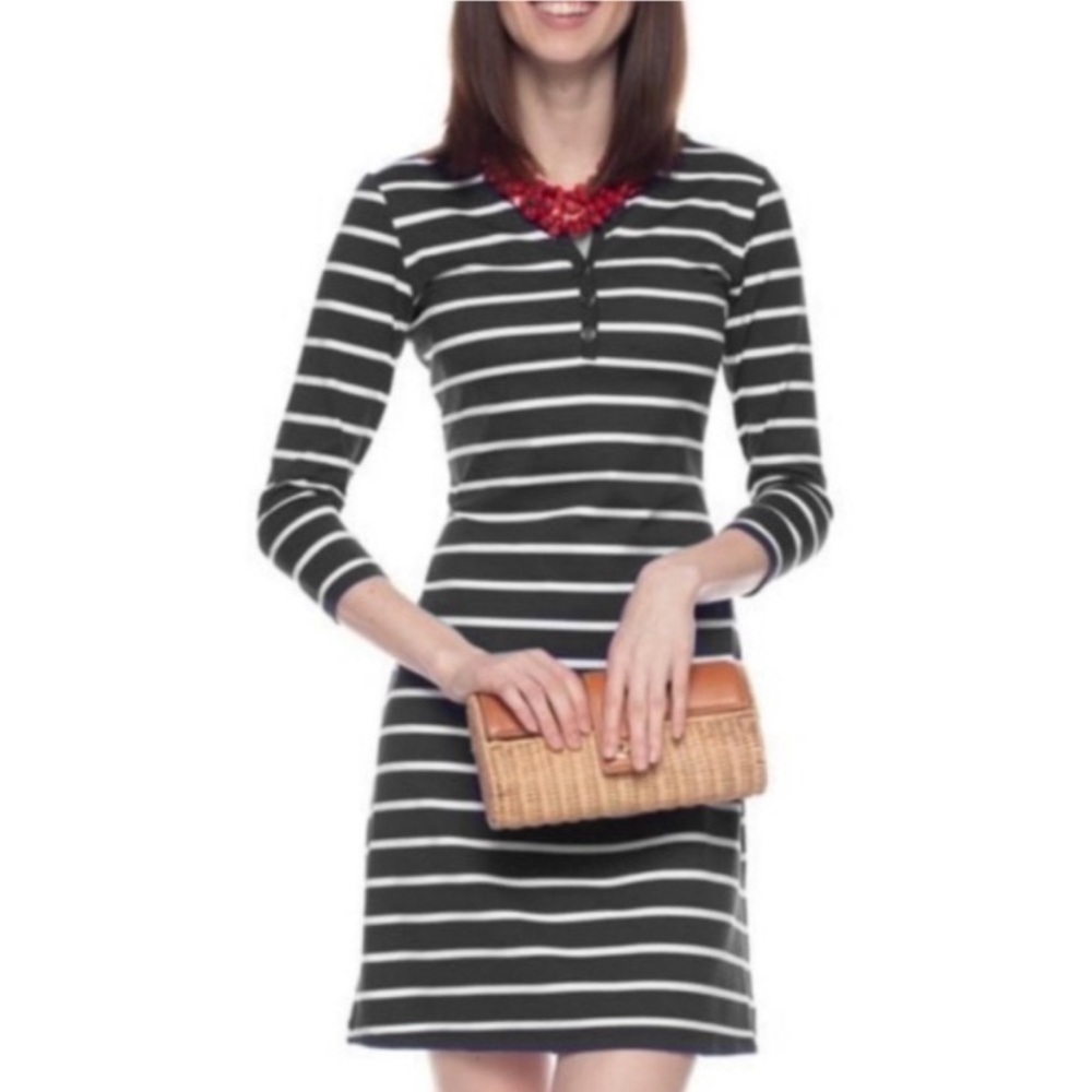 J. McLaughlin Henley Dress Blue Green Stripe Size Medium